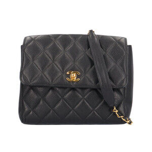 Chanel Matelassé Shoulder Bag, Caviar Leather, Black, Women's, CHANEL Chain